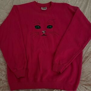 Vintage Pink Cat Face Pullover